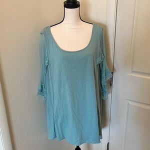 Soft Surroundings Light Teal Scoop Neck Tunic Top 2X